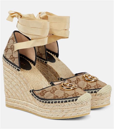 gucci wedges brown|gucci canvas espadrilles.